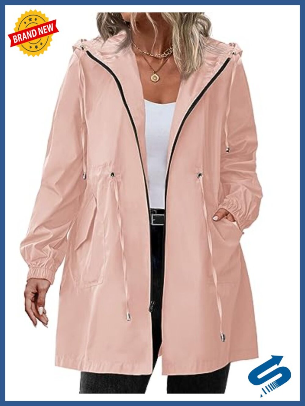 Waterproof Long Raincoat Plus Size Hooded Windbreaker